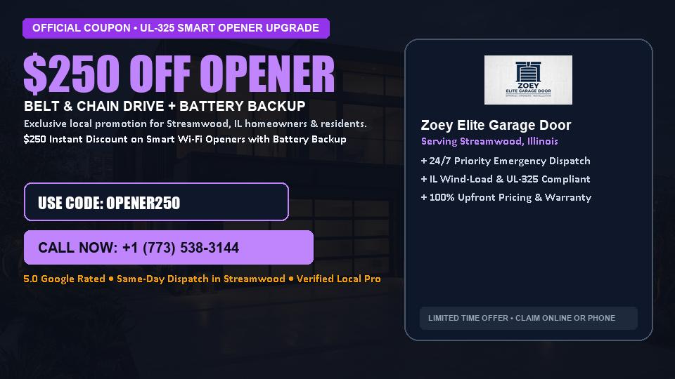 Zoey Elite Garage Door $250 OFF Premium LiftMaster Opener Installation