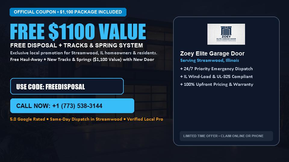 Zoey Elite Garage Door FREE Haul-Away & Heavy-Duty Tracks with New Door